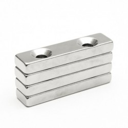 N35 - neodymium magneet - blok - met dubbele 5mm gaten - 40 * 10 * 5mm - 3 stuksN35