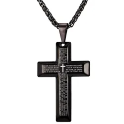 Kruis met gebeden - ketting - roestvrij staalHalskettingen