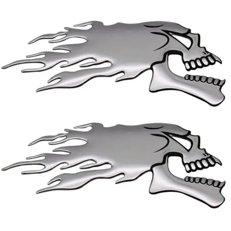 3D chromen spookschedelkop - auto & motor sticker 2 stuksStickers