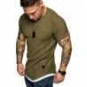 Wrinkled slim fit shirt / tee shirt - men - with o-neck collar
