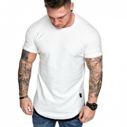 Wrinkled slim fit shirt / tee shirt - men - with o-neck collar