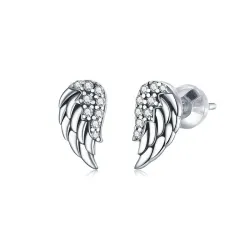 Engelenvleugels met kristallen - 925 sterling zilveren oorbellenOorbellen