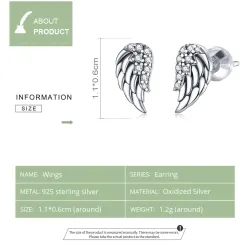 Engelenvleugels met kristallen - 925 sterling zilveren oorbellenOorbellen