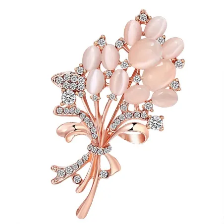 Opal flower - crystal brooch