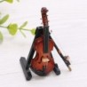 Mini wooden violin - musical instrument - miniature decoration - with stand / case