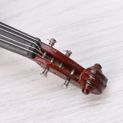 Mini wooden violin - musical instrument - miniature decoration - with stand / case