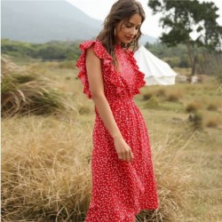 Summer dotted dress - with butterfly sleeves