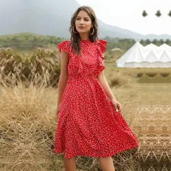 Summer dotted dress - with butterfly sleeves