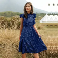 Summer dotted dress - with butterfly sleeves