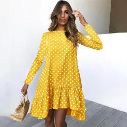 Herfstjurk met stippen - met lange mouwenJurken
