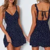 Sexy zomer mini jurkje - stippen - rugloos - met ruches bandjesJurken