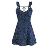 Sexy zomer mini jurkje - stippen - rugloos - met ruches bandjesJurken