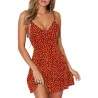 Sexy zomer mini jurkje - stippen - rugloos - met ruches bandjesJurken