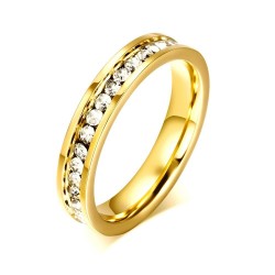 CZ stones ring - stainless steel - 4mm