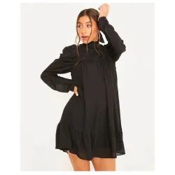 Elegant dress for woman - puff sleeve - turtleneck - ruffles - A-Line plus size  - 2021 design