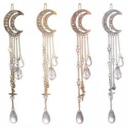 Moon crescent - tassel earrings - with crystal decorations