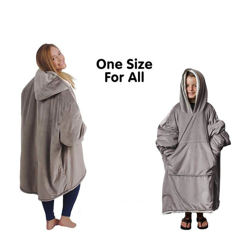 Warme fluwelen pyjama - oversized - met zakken / capuchon - omkeerbaar - zachte deken - unisexHoodies & Truien