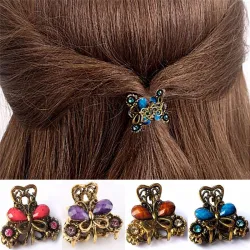 Krab / vlindervormige retro haarclip - met kristallenHaarspelden