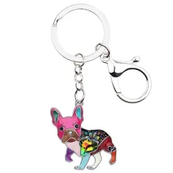 French bulldog shaped - metal keyring