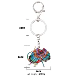Emaille hagedis met franjes - metalen sleutelhangerSleutelhangers