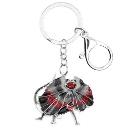 Enamel frilled lizard - metal keyring