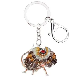 Enamel frilled lizard - metal keyring