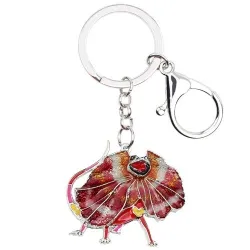Enamel frilled lizard - metal keyring