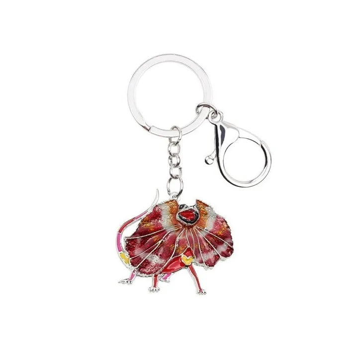 Enamel frilled lizard - metal keyring