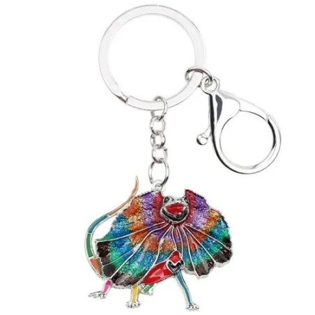 Enamel frilled lizard - metal keyring