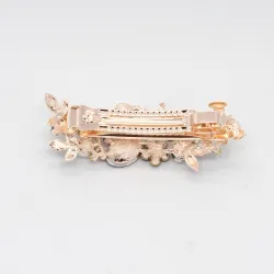 Rhinestone elegant black crystal hair clip - barrette leaf flower design -