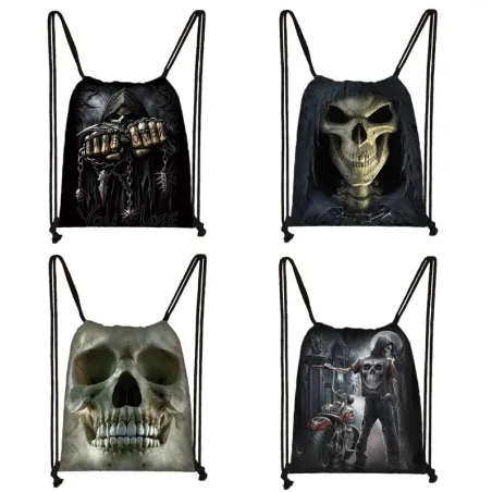 Unisex canvas rugzak - met trekkoorden - grim reaper / schedel / dood skullTassen