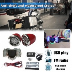 Motorcycle sound system - Bluetooth - USB - with LED lights