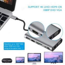 USB type-C - HUB type-C naar HDMI 4K VGA-adapter - RJ45 Lan Ethernet - SD - TF - 3,5 mm jackHDMI-schakelaars