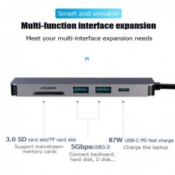 USB HUB-C HUB-adapter - 6 in 1 USB-C naar USB 3.0 HDMI - splitterHDMI-schakelaars