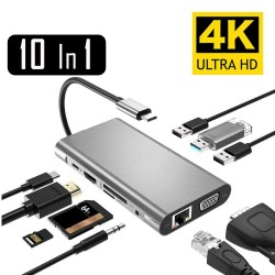 USB type-C - HUB type-C naar HDMI 4K VGA-adapter - RJ45 Lan Ethernet - SD - TF - 3,5 mm jackHDMI-schakelaars
