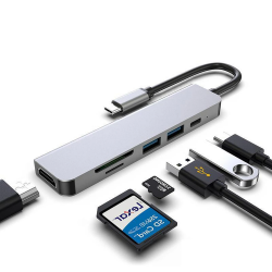 USB HUB-C HUB-adapter - 6 in 1 USB-C naar USB 3.0 HDMI - splitterHDMI-schakelaars