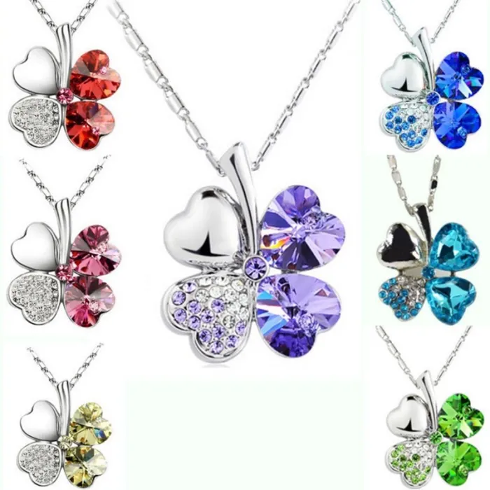 Four-leaf clover pendant - metal necklace