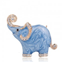 Elephant shaped - enamel brooch - with crystal decorations