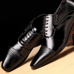 Leather snake skin shoes for men - with laces / heel