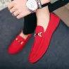 Trendy leren slip-on schoenen - antislip loafers - met metalen decoratieSchoenen