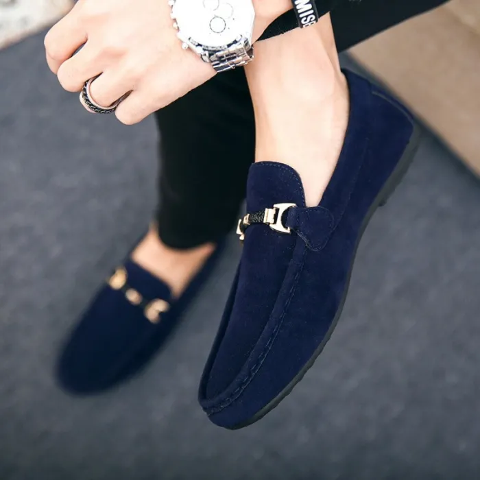 Trendy leren slip-on schoenen - antislip loafers - met metalen decoratieSchoenen