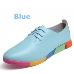 Modieuze loafers - platte schoenen - met regenboog zolen / veters - echt leerSchoenen