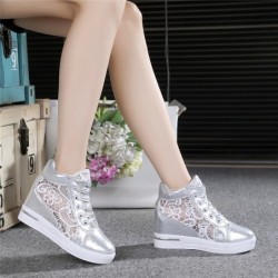 Trendy high platform loafers - lace sneakers with lacesShoes