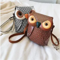 Petit sac en cuir en forme de hibou - bandoulière / épaule