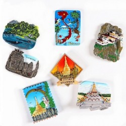 Toeristische 3D koelkastmagneten - Bhutan / Vietnam / Laos / Myanmar / Nepal / CambodjaKoelkastmagneten