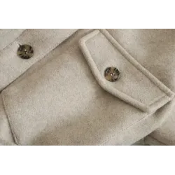 Vintage woolen beige jacket - with pockets / belt / buttons