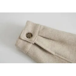 Vintage woolen beige jacket - with pockets / belt / buttons