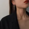 AENSOA punk silver earring for women -  heart pendant -  small hoop