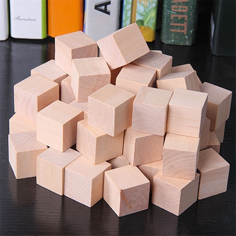 30Pcs/lot 2X2CM Wooden Colorful Cubes Building Blocks Toy for Children Educational Wood Squares Dice Board Game Block Toys Gifts
