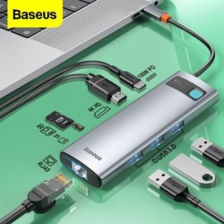 Baseus 8 in 1 Type C HUB USB C HUB to HDMI RJ45 SD Reader PD 100W Charger USB 3.0 HUB For MacBook Pro Air Dock Station Splitter